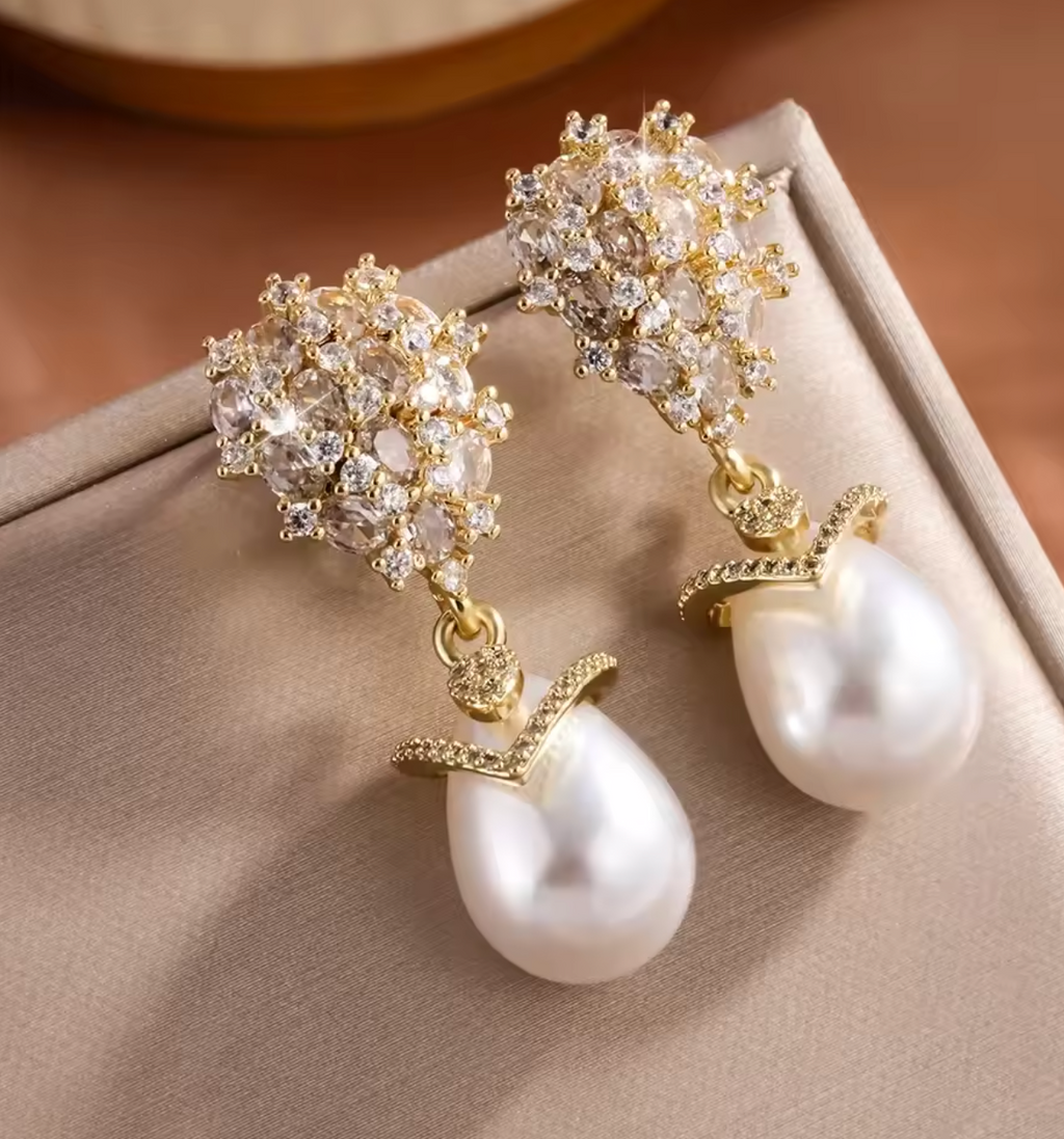 Luxury Teardrop Pearl Drop Earrings for Women