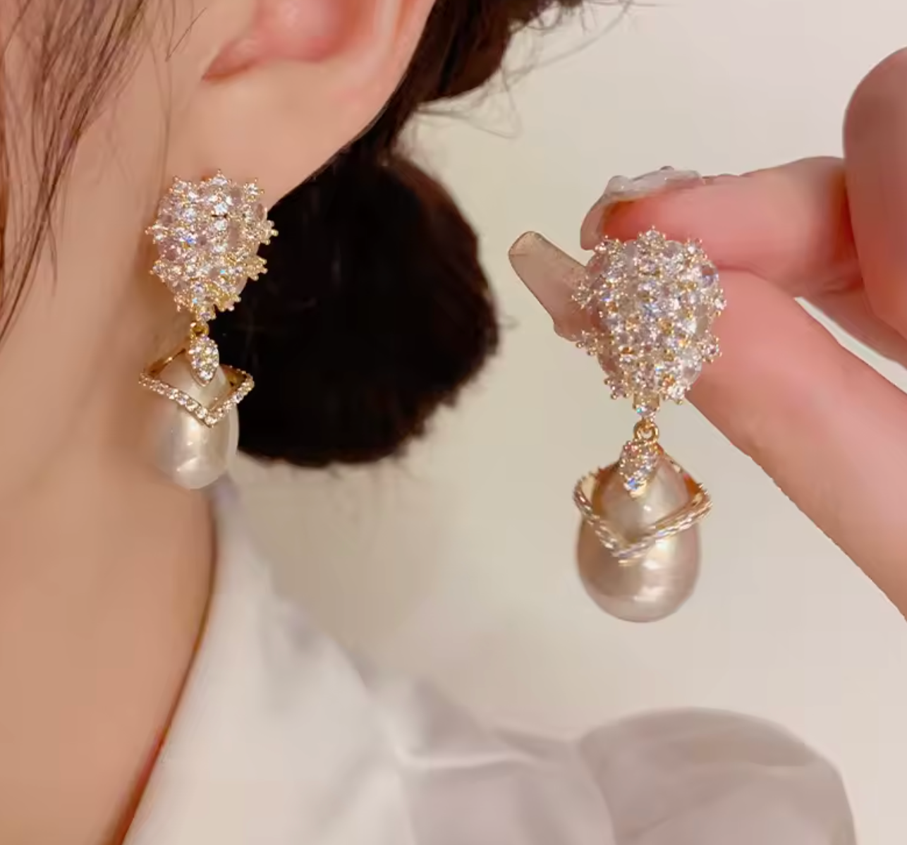 Luxury Teardrop Pearl Drop Earrings for Women