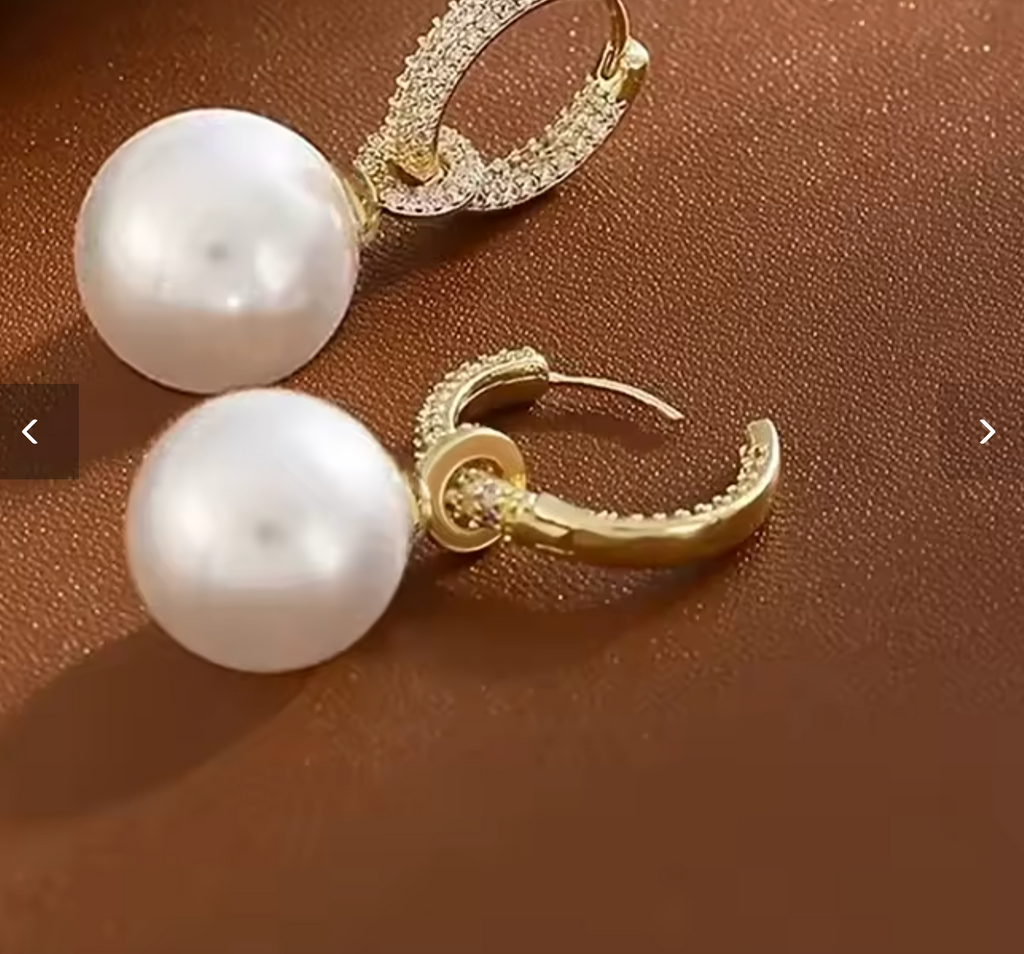 Elegant Gold Color Pearl Dangle Earrings for Women