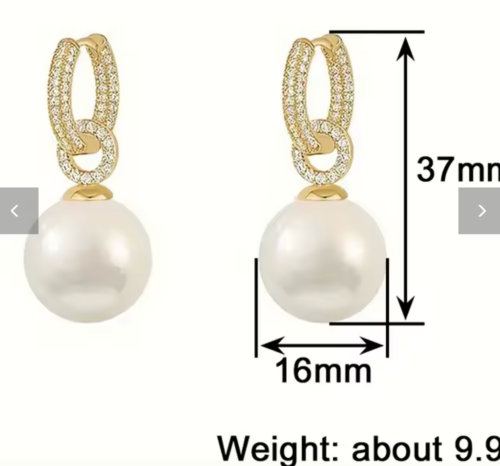 Elegant Gold Color Pearl Dangle Earrings for Women