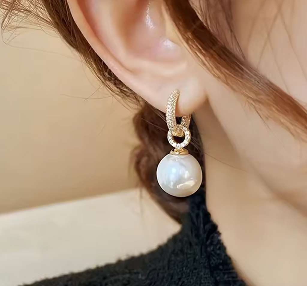 Elegant Gold Color Pearl Dangle Earrings for Women