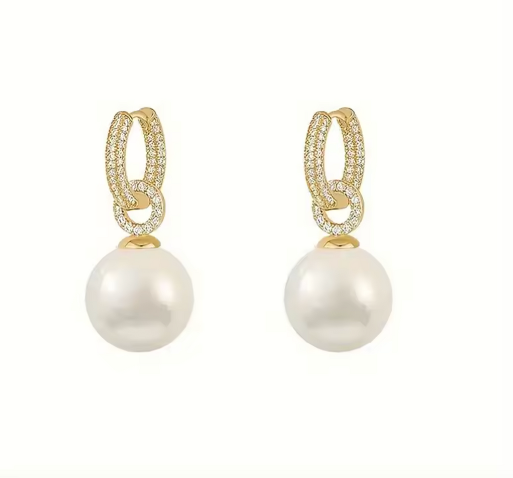 Elegant Gold Color Pearl Dangle Earrings for Women