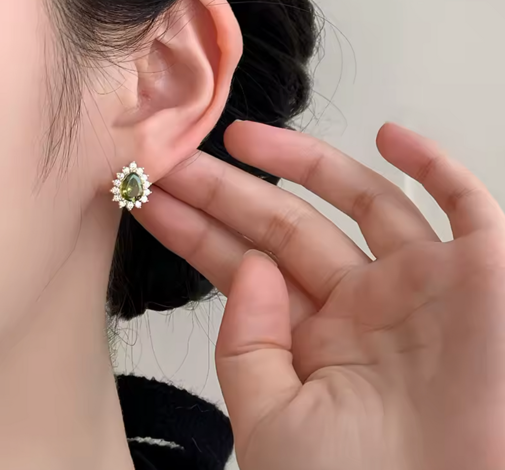 Elegant Gold Color Pear Stud Earrings for Women