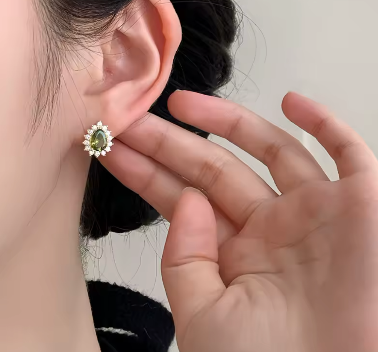 Elegant Gold Color Pear Stud Earrings for Women