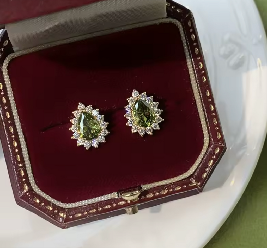 Elegant Gold Color Pear Stud Earrings for Women