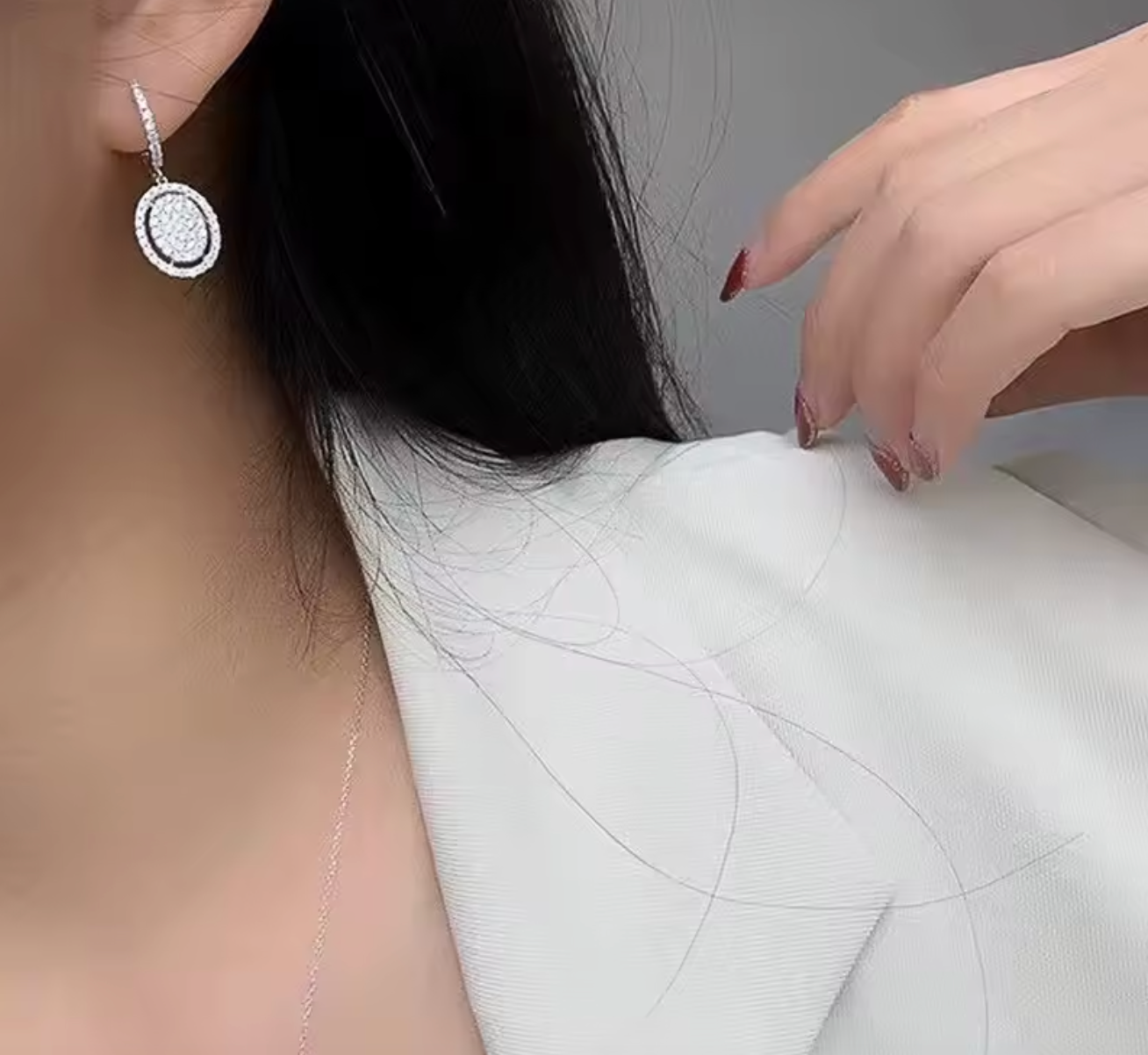 925 Sterling Silver Oval Pendant Dangle Earrings for Women