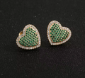 14K Gold Plated Green Heart Stud Earrings for Women