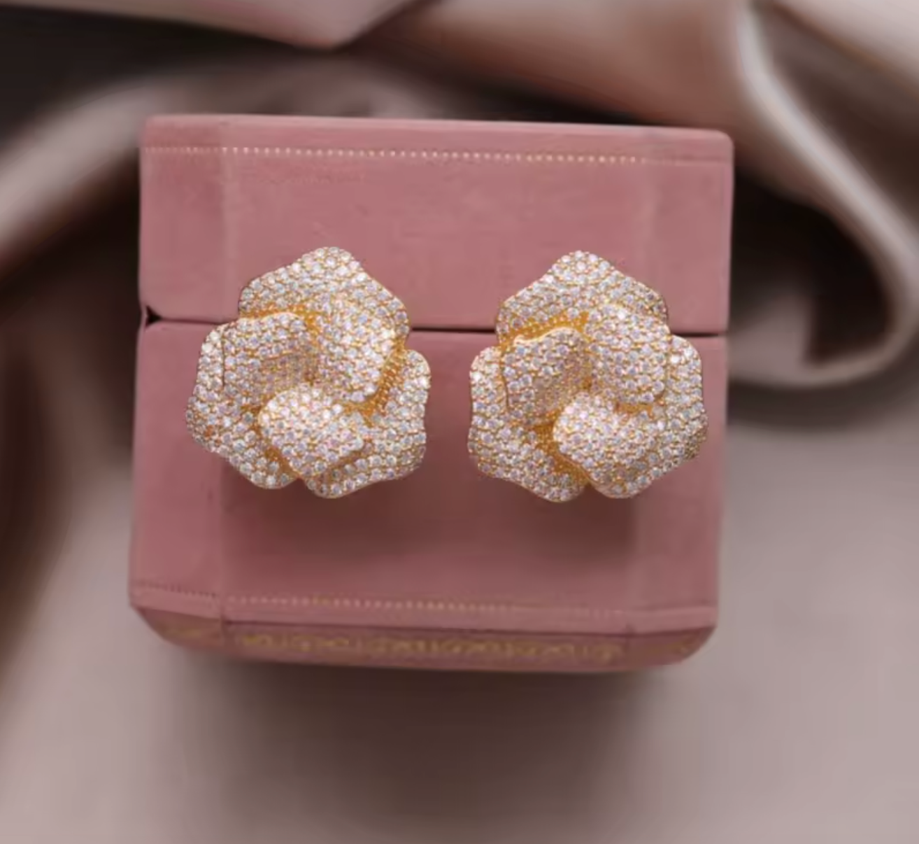 14K Gold Plated Double Layer Flower Earrings for Women