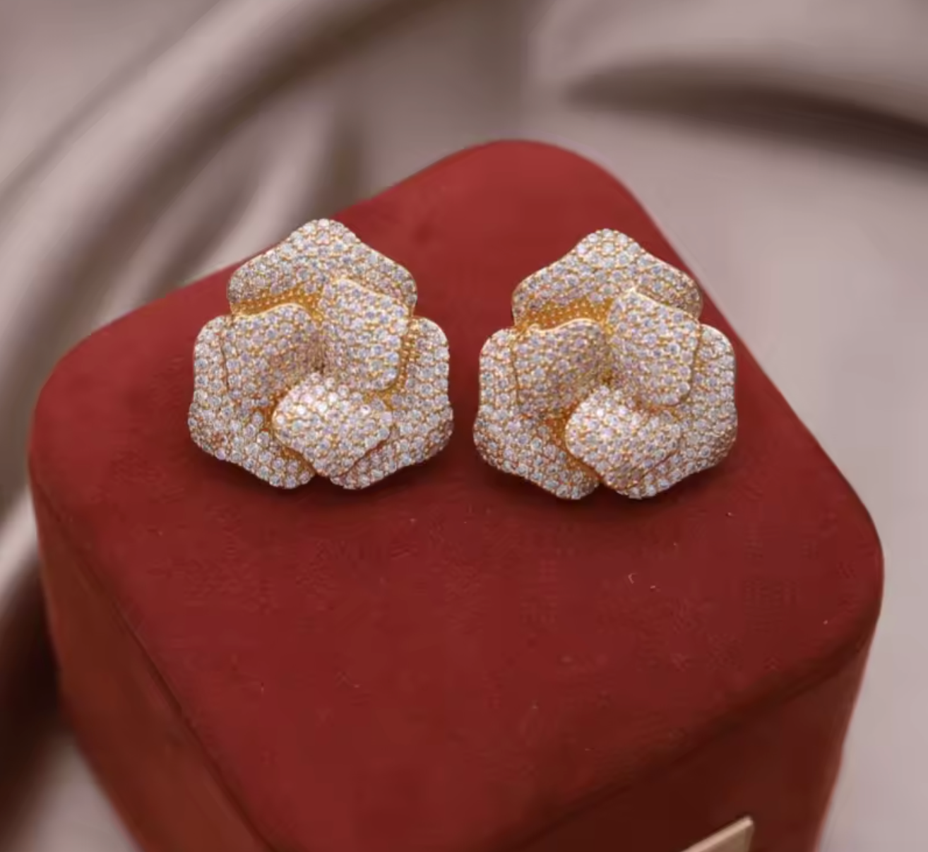 14K Gold Plated Double Layer Flower Earrings for Women