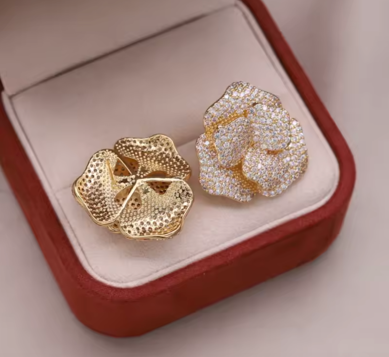 14K Gold Plated Double Layer Flower Earrings for Women