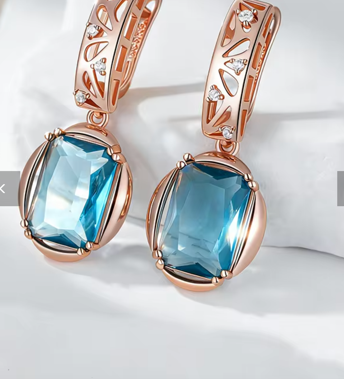 585 Rose Gold Color Square Blue Natural Zircon Drop Earrings for Women