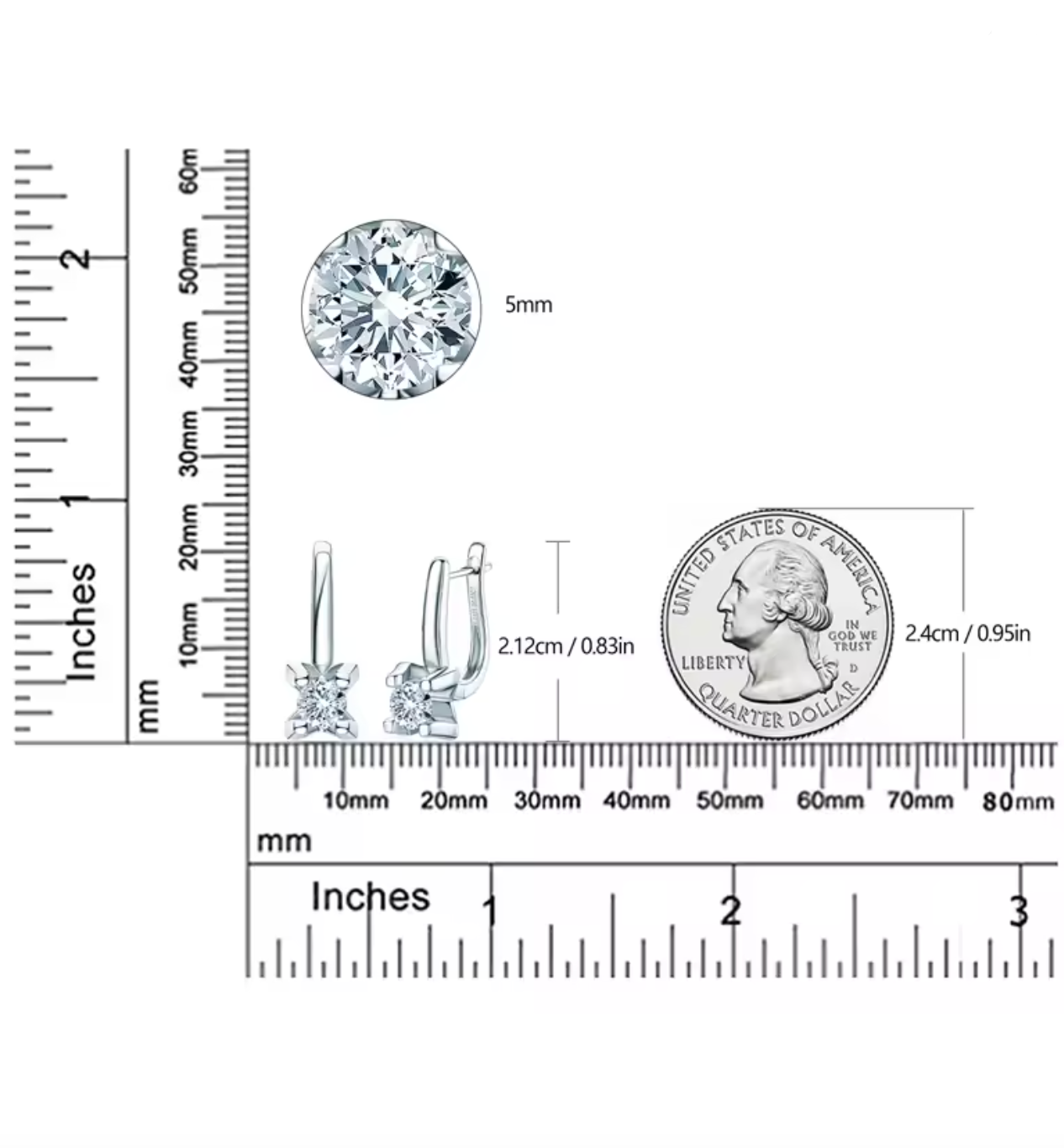 0.5CT Moissanite Clip Earrings for Women