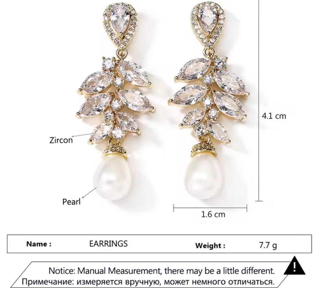 Elegant Cubic Zirconia Leaf Dangle Earrings for Women